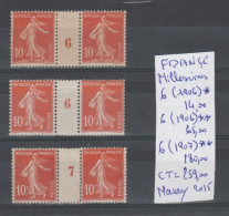 TIMBRE DE FRANÇE NEUF (MILLESIMES)1900-24 Nr  6 * (1906)-6 ** (1906) -6 **+ VOIR SUR PAPIER AVEC TIMBRES COTE  259.00  € - Nuovi