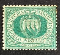 1882 -90 - San Marino - Cent  5  - Stemma - Oblitérés