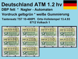 Deutschland Bund ATM 1.2 Hv Weißer Gummi Tastensatz TS7 10-400Pf. Vollstempel 13.4.93 Volkach Nagler Automatenmarken - Timbres De Distributeurs [ATM]