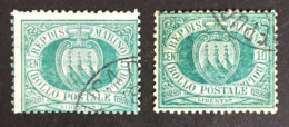 1884 - San Marino - Cent 10 + 15 - Stemma Used - Usados