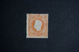 (T5) Portugal 1867 D. Luis I - 80 R (1885 Reprint) - Perf. 12½ (No Gum) - Nuevos