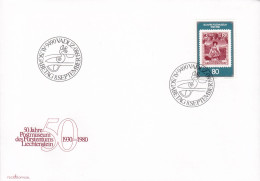 Liechtenstein Ersttags Brief Premier Jour Lettre FDC Cover 1980 Mi. 750 Postmuseum Vaduz Stamp On Stamp - FDC