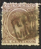 Sello 15 Cts Alfonso XIII Pelon, Carteria VILLANUEVA De La BARCA (Lerida) Tipo II, Edifil Num 219 º - Usados