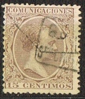 Sello 15 Cts Alfonso XIII Pelon, Carteria SANTA CRISTINA De ARO (Gerona) Tipo II, Edifil Num 219 º - Usados