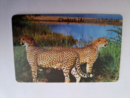 NAMIBIA  CHIPCARD    $10 BLEU / CHEETAH        Fine Used       **13076** - Namibië