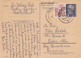 WILHWLM PIECK POSTCARD STATIONERY, 5 YEAR PLAN STAMP, 1954, GERMANY-DDR - Postcards - Used