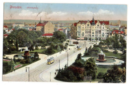 Allemagne--DRESDEN--1918---Albertplatz  (tramway )......colorisée ....timbres....cachets - Dresden