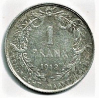 BELGIQUE / 1 FRANC / ALBERT I / 1912 / LEGENDE EN FLAMAND - 1 Franco