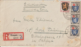 1946 - ZONE FRANCAISE - ETIQUETTE RECOMMANDEE "FELDPOST" SURCHARGEE ! RARE Sur ENVELOPPE De TRABEN TRARBACH => GERA - General Issues