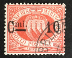 1882 - San Marino - Soprastampa Cent 10 Su Cent 20 - Stemma Used - Gebruikt