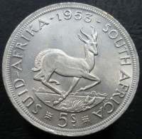 Sud Africa - 5 Shillings 1953 - Springbok, Gazzella Sudafricana - KM# 52 - Afrique Du Sud