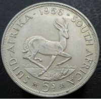 Sud Africa - 5 Shillings 1956 - Springbok, Gazzella Sudafricana - KM# 52 - Afrique Du Sud