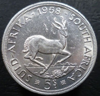 Sud Africa - 5 Shillings 1958 - Springbok, Gazzella Sudafricana - KM# 52 - Afrique Du Sud