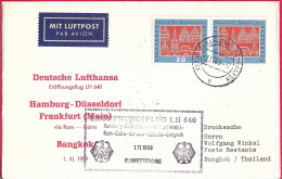 GERMANY - FIRST FLIGHT LUFTHANSA LH 640 - FRANKFURT/ BANGKOK *1.11.59* ON OFFICIAL COVER - First Flight Covers