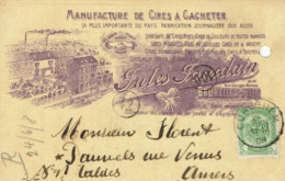 ANDERLECHT-RUE GEORGES MOREAU-MANUFACTURE DE CIRES A CACHETER JULES JOURDAIN-SIGNATURE VERSO - Anderlecht