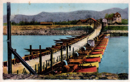 CHALAMPE  -  Pont De Bateaux Sur Le Rhin Et Vue Sur La Forêt Noire  -  Jolie Carte Couleur - Chalampé