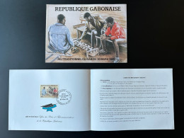 Gabon Gabun 1989 Mi. 1029 FDC 1er Jour Encart Folder Jeu Jeux Traditionnels Traditionnel Game Spiel - Gabón (1960-...)