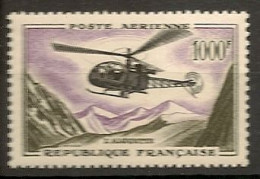 FRANCE 1955 PA 37 POSTE AERIENNE 37 HELICOPTERE ALOUETTE TRES UTILISE PAR LE PGHM DE CHAMONIX MONT BLANC - 1927-1959 Neufs