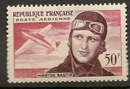 FRANCE 1955 PA 34 POSTE AERIENNE  34   3eme ANNIVERSAIRE DE LA MORT DE L'AVIATRICE MARYSE BASTIE (1898 - 1952) - 1927-1959 Neufs