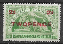 NUOVA ZELANDA  1922 FRANCOBOLLO SOPRASTAMPATO  UNIF. 211 MLH VF - Unused Stamps