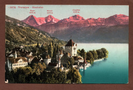 (RECTO / VERSO) THUNERSEE OBERHOFEN EN 1910 - N° 3878 - BEAU TIMBRE ET CACHET - CPA COULEUR - Oberhofen Am Thunersee