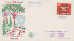 Enveloppe  FDC  1er   Jour  SARRE   Lutte  Contre  Les  Incendies  De  Forêts   1958 - FDC