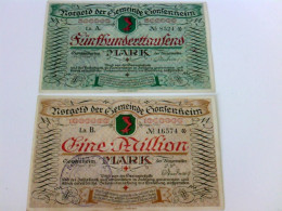 Notgeld Der Gemeinde Gonsenheim: 2 Scheine: 1 Million + 500 000 Mark. 17. August 1923 - Numismatiek