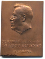 DIRIGIBILI ZEPPELIN HUGO ECKENER PLACCA BRONZO 1924 - Professionnels/De Société