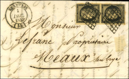 Grille / N° 3 Paire Càd T 14 BEAUVAIS (58) Sur Lettre 2 Ports Pour Meaux. 1849. - TB / SUP. - 1849-1850 Ceres