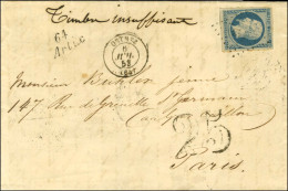 PC 143 / N° 10 (infime Def) Càd T 15 ORTHEZ (64) Cursive 64 / Artix (17 Mm) Sur Lettre 2 Ports Insuffisamment Affranchie - 1852 Luis-Napoléon