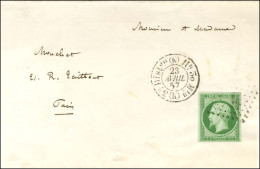 Losange K / N° 12 Vert Foncé Sur Vert, Très Belle Marge Càd De Distribution K Sur Lettre Pour Paris. 1857. - SUP. - 1853-1860 Napoléon III