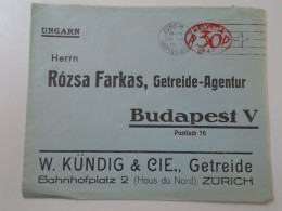 D194025   COVER - Switzerland  Suisse 1931 EMA  Postage Red Meter Stamp - Zürich Hauptbahnhof - Rózsa Farkas Budapest - Affranchissements Mécaniques