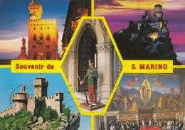 CARTOLINA  REPUBBLICA SAN MARINO-PALAZZO DEL GOVERNO-PRIMA TORRE-SECONDO TORRE-GUARDIA DI ROCCA-VIAGGIATA 1991 - San Marino