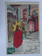 CPA Illustrateur P Kauffmann - Usages Et Costumes D'Alsace - 2 Les Rois Mages Chantant De Porte En Porte - Kauffmann, Paul