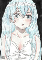 Original Drawing Erio Touwa A5 Illustration 8.2" X 5.8" Art Women Anime 03090 - Jugendstil / Art Déco