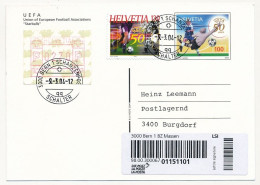 SUISSE - Entier Postal - CP - UEFA Union Of European Football Association + Affr Complémentaire, Recommandé BERN 2004 - Interi Postali