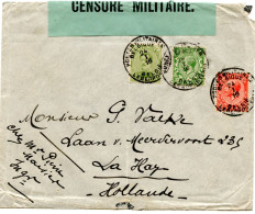 COB 137 EN MIXTE AVEC GRANDE BRETAGNE 1 1/2 + 1P SUR LETTRE CENSUREE POUR LA HAYE, 1916 - Armée Belge