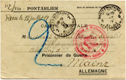 SC BILINGUE POSTES MILITAIRES BELGIQUE 6 ET 7 SUR CARTE EN FRANCHISE POUR KEUCKER DE WATLET PRISONNIER A MAYENCE, 1917 - Armada Belga