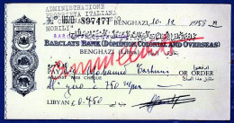 °°° Assegno N. 5370 - Benghazi Lybia °°° - Cheques & Traveler's Cheques