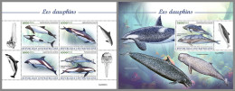 CENTRAL AFRICAN REP. 2022 MNH Dolphins Delphine Dauphins M/S+S/S - OFFICIAL ISSUE - DHQ2314 - Dauphins