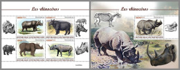 CENTRAL AFRICAN REP. 2022 MNH Rhinos Nashörner Rhinoceros M/S+S/S - IMPERFORATED - DHQ2314 - Rhinocéros