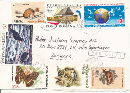 Romania Air Mail Cover Sent To Denmark 9-6-1994 With A Lot Of Topic Stamps The Butterfly Stamp Is Damaged - Lettres & Documents