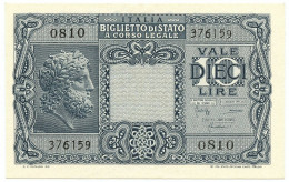 10 LIRE BIGLIETTO STATO GIOVE LUOGOTENENZA UMBERTO CAVALLARO 23/11/1944 QFDS - Otros