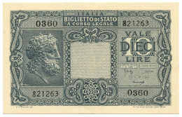 10 LIRE BIGLIETTO STATO GIOVE LUOGOTENENZA UMBERTO BOLAFFI 23/11/1944 QFDS - Sonstige