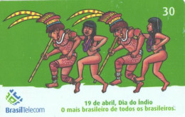 Brazil:Brasil:Used Phonecard, Brasil Telecom, 30 Units, Indians, 2002 - Brasilien
