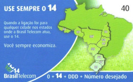 Brazil:Brasil:Used Phonecard, Brasil Telecom, 40 Units, Land Map, 2003 - Brasilien