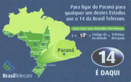 Brazil:Brasil:Used Phonecard, Brasil Telecom, 30 Units, Land Map, 2002 - Brasilien