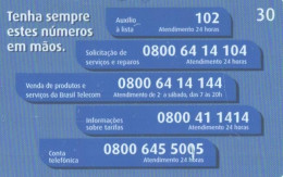 Brazil:Brasil:Used Phonecard, Brasil Telecom, 30 Units, Phone Numbers, 2002 - Brasilien