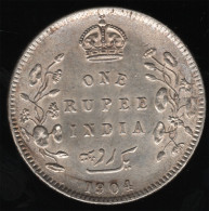 British India 1904 C Silver Rupee EF-AU Toned Uncommon Condition Year - Autres – Asie