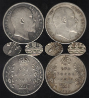 British India 1903 B & C Silver Rupee Pair VF-EF Toned Rare Year - Andere - Azië